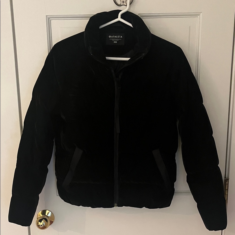 Athleta Black Cropped Puffer Coat Size XXS